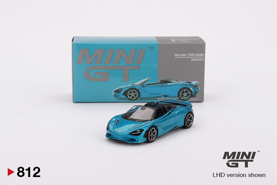 McLaren 750S Spider Belize Blue Mini GT 1:64