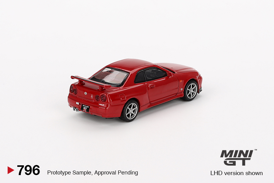 Nissan Skyline GT-R R34 V-Spec Active Red Mini GT 1:64