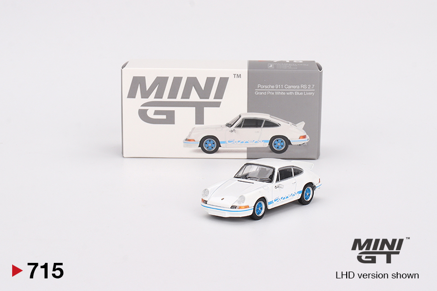 Porsche 911 Carrera RS 2.7 Grand Prix White with Blue Livery Mini GT 1:64