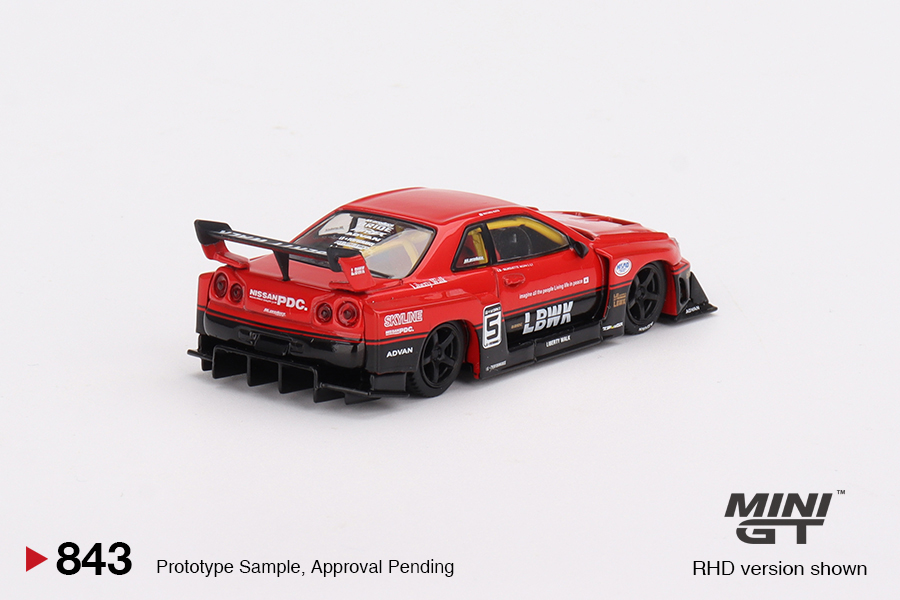 Nissan LB-ER34 Super Silhouette Skyline LBWK Red/Black Mini GT 1:64
