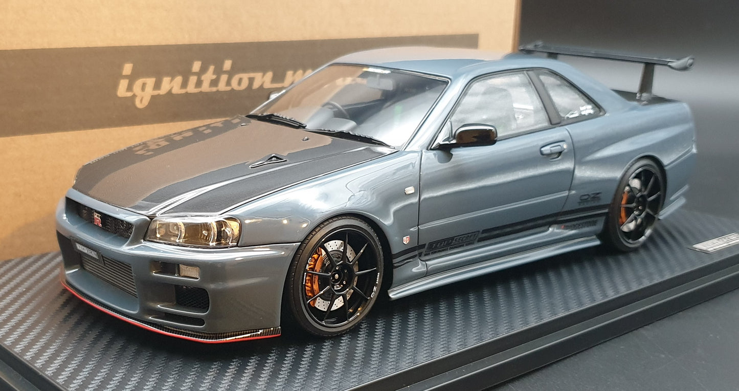 IG3639 TOP SECRET 34GT-R (BNR34) Stealth Gray Ignition Model 1:18