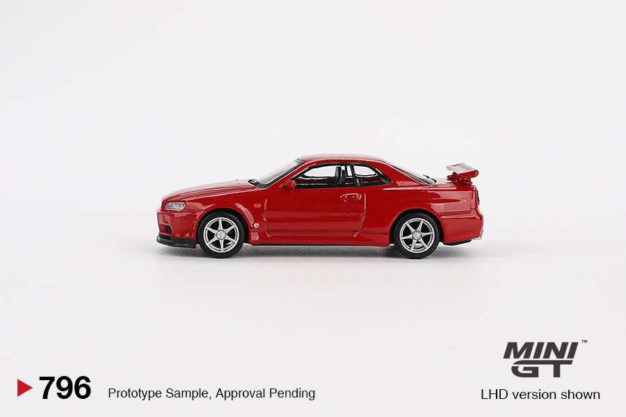 Nissan Skyline GT-R R34 V-Spec Active Red Mini GT 1:64