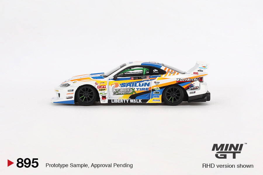LB-Super Silhouette Nissan Slivia S15 LBWK #555 Formula Drift Japan 2023 Mini GT 1:64