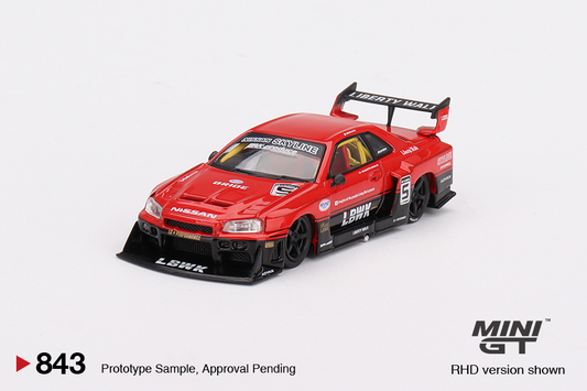 Nissan LB-ER34 Super Silhouette Skyline LBWK Red/Black Mini GT 1:64