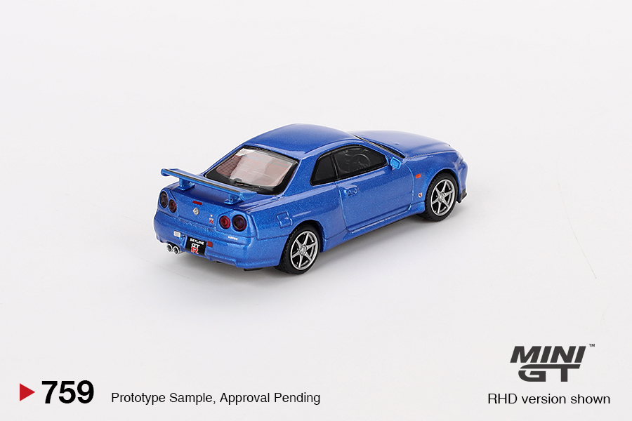 Nissan Skyline GT-R R34V-Spec Bayside Blue Mini GT 1:64