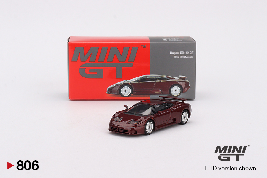 Bugatti EB110 GT Dark Red Metallic Mini GT 1:64