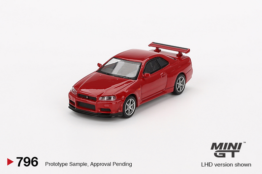 Nissan Skyline GT-R R34 V-Spec Active Red Mini GT 1:64